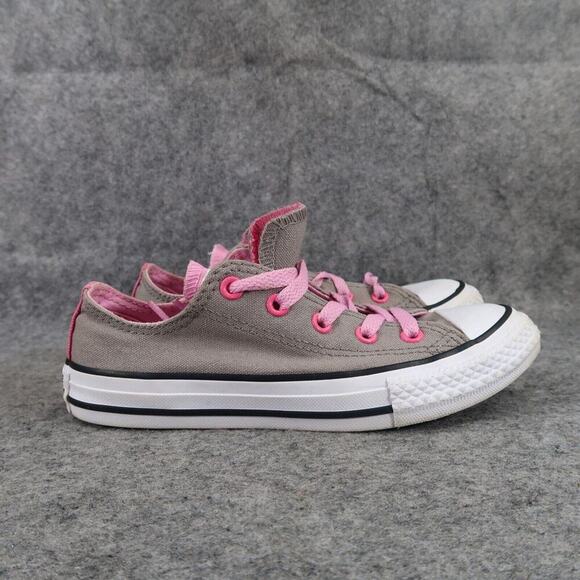 Converse Shoes Kids 1 Sneakers Double Tongue Chuck Taylor All Star Pink Gray Low - Picture 2 of 14